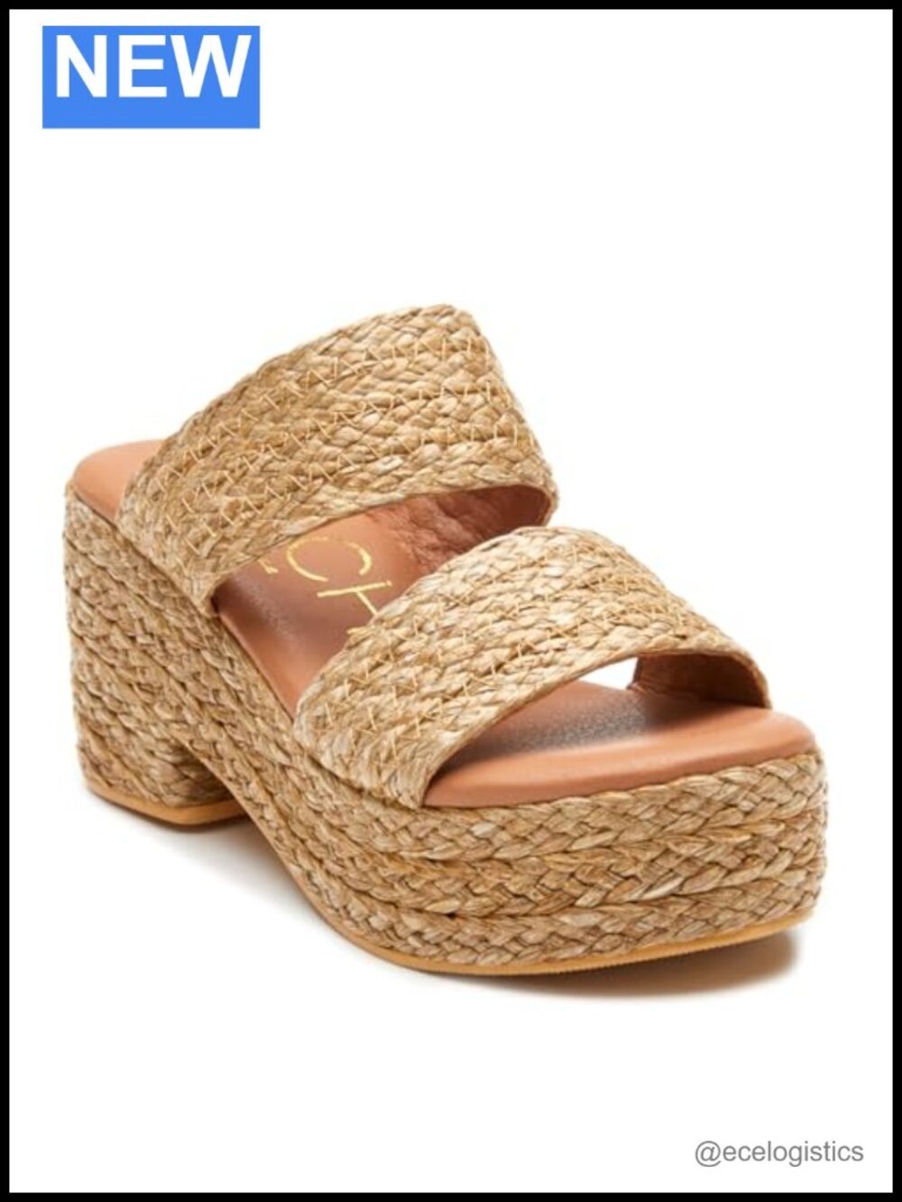 Women's Raffia Platform Wedge Sandals Slide Espadrille 3" Heel Boho Casual